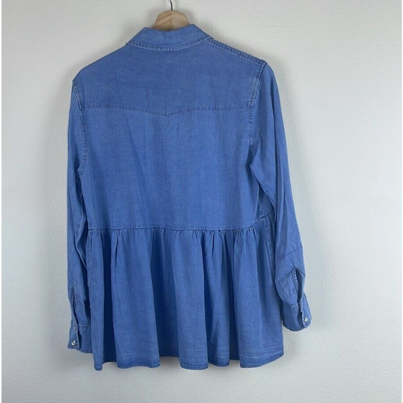 HAYDEN LOS ANGELES SNAP BUTTONS CHEST POCKET 100% TENCEL PEPLUM TOP SIZE S - Picture 6 of 7
